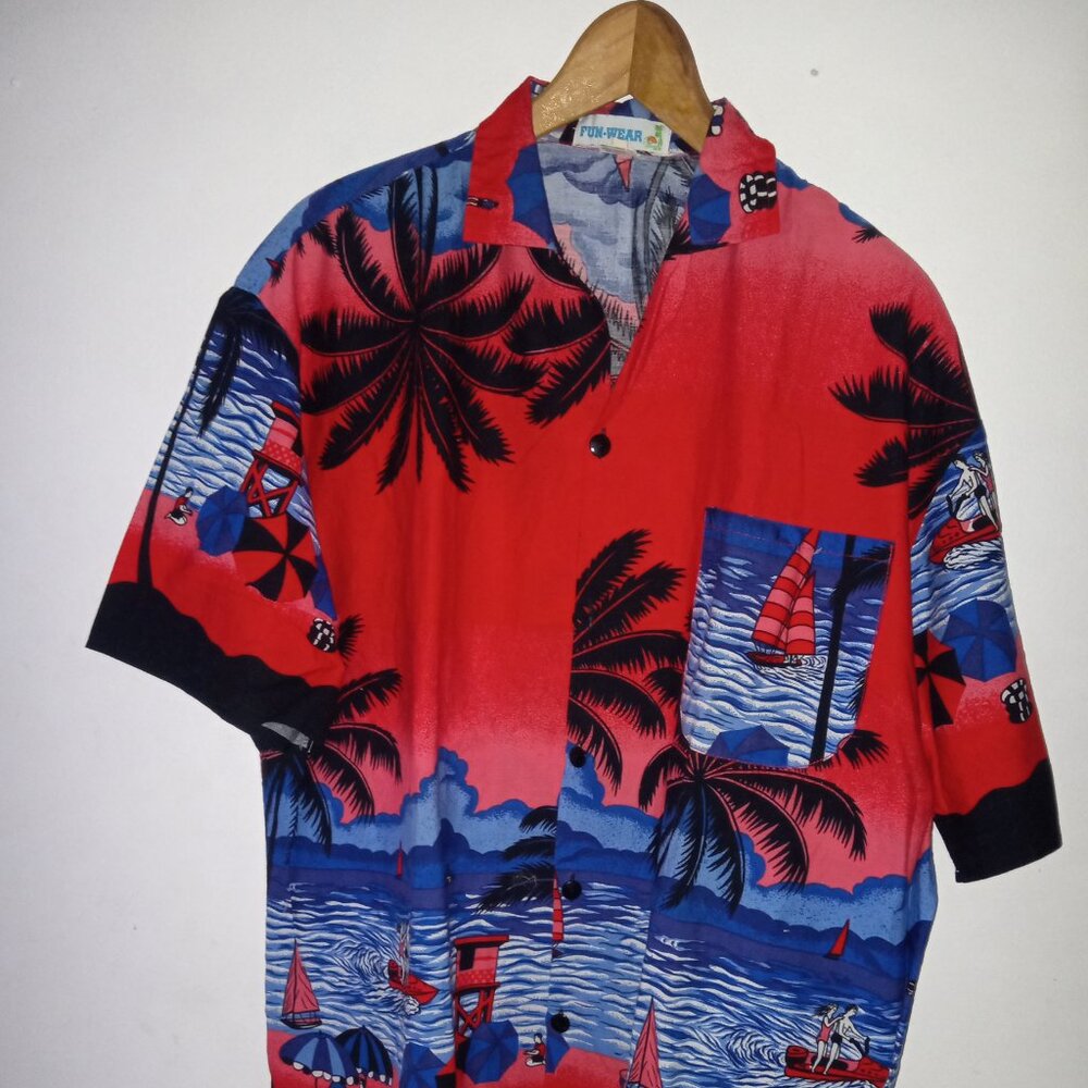 Hawaiian Cabana Print Men Shirt  Multicolor